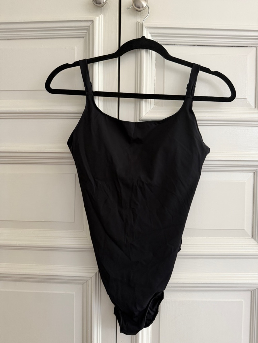 Classic Black Scoop Neck Swimsuit with Adjustable Straps